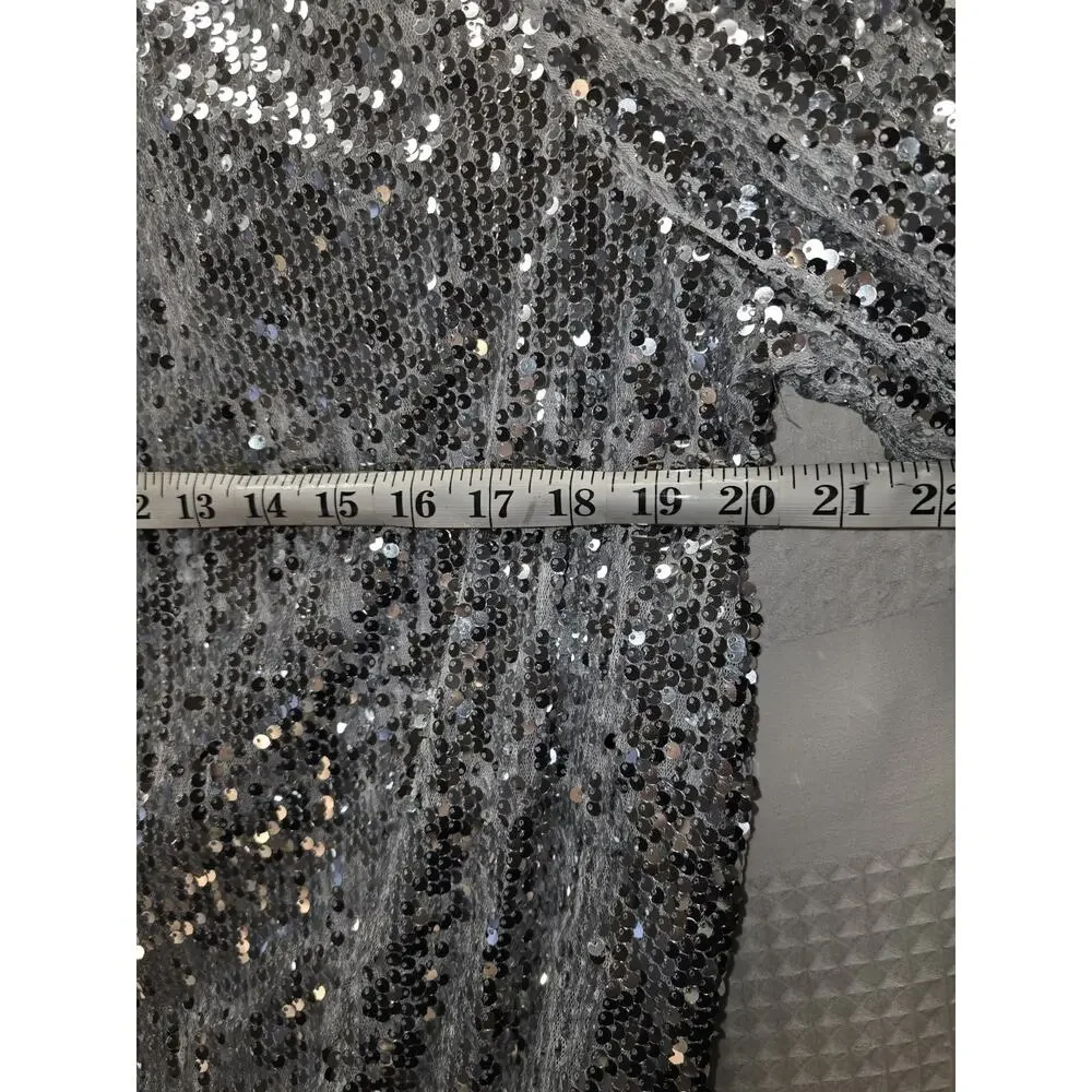 Simply Vera Vera Wang Gold Sequin Blouse Balloon Sleeve Party Top Size Medium - Picture 3 of 6